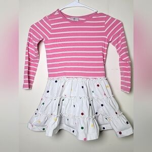 Girls Hanna Andersson Long Sleeve Striped Ruffle Skirt Shirt Dress, Size 4